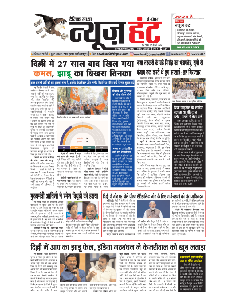 News Hunt Daily Evening E-Paper 08-02-2025 Page 1